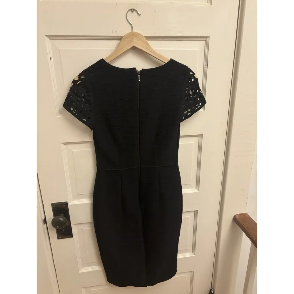 Maeve Anthropologie Women's Black Basalt‎ Laser Cut Sheath Dress Size 6 $198